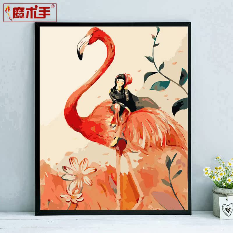 魔术手diy数字油画客厅餐厅动物自手工绘画数码填色装饰画火烈鸟|ruв категории Домашний быт, декоративная живопись, DIY/цифровой живописи - от Buy2taobao.com для оказания профессиональной услуги покупки агента Taobao