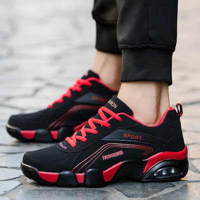 新款男鞋秋冬季运动鞋男士跑步鞋减震皮面休闲鞋潮鞋男旅游气垫鞋