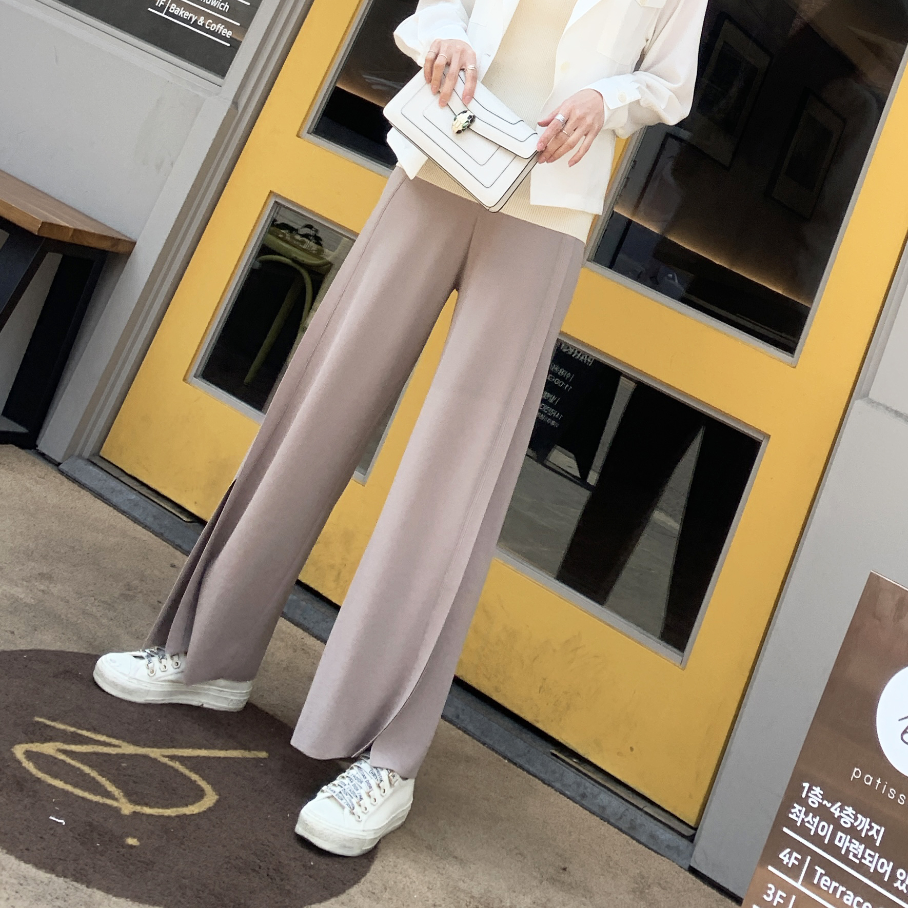 Lengluo self-control summer Versatile Show thin Solid Split ends Masi knitting Wide leg pants 19K08in the Women's clothing/Boutique , Pants , Casual pants category - from Buy2taobao.com to provide professional Taobao agent buy service
