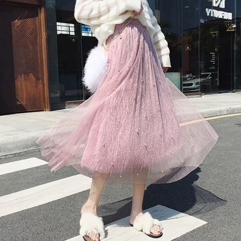 春季2019女裝小清新網紗裙女半身裙中長款高腰仙女裙學生韓版百搭在類目 女裝/女士精品, 半身裙中 - 來自Buy2taobao.com提供專業的淘寶代購服務