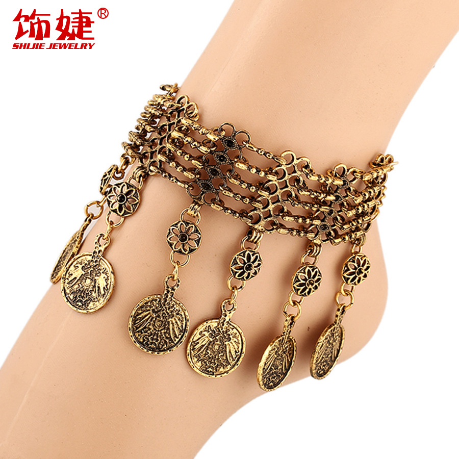 AliExpress wish Selling Europe and America fashion Retro sexy tassels Coin Pendant Wide Anklet Bracelet Accessoriesin the Accessories/Fashion Jewelry, Anklets category - from Buy2taobao.com to provide professional Taobao agent buy service