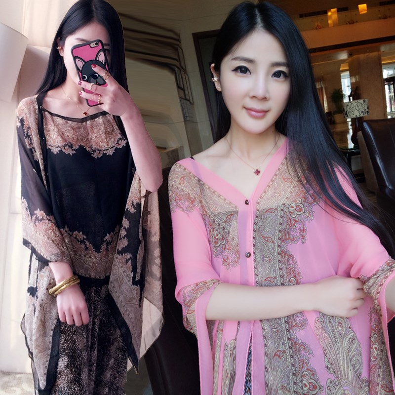 夏季防晒衣复古民族风时尚雪纺套头衫印花披肩比基尼外套|msdalam kategori Butik wanita / wanita, baju lace/baju chiffon - dari Buy2taobao.com untuk memberikan perkhidmatan ejen Taobao profesional membeli