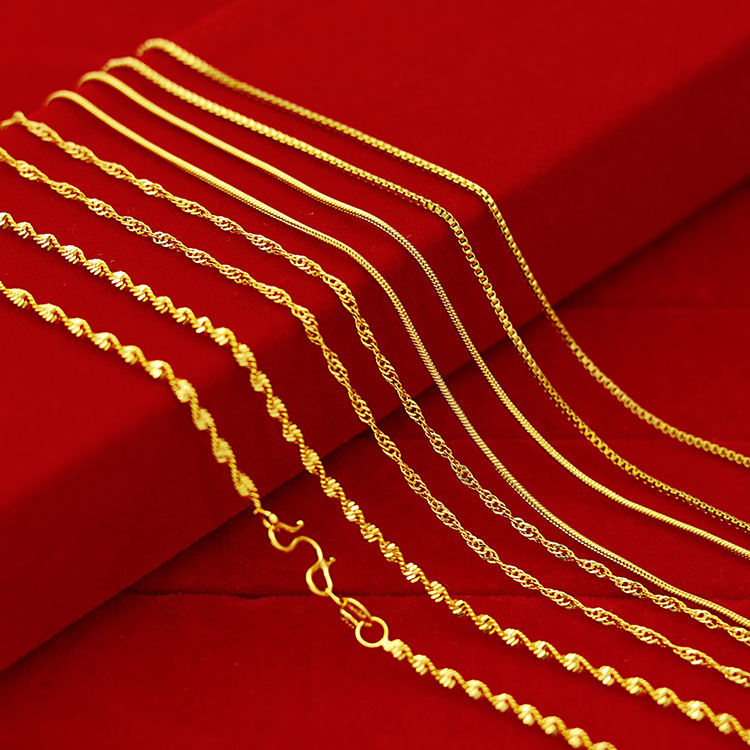 24k gold Necklace Female models Wave chain Yi Gu chain Box chain With chain 999 Sufficient gold Clavicle chain Ringin the Jewelry/Diamond/Jade/Gold , Gold jewelery (New) , Choker category - from Buy2taobao.com to provide professional Taobao agent buy service