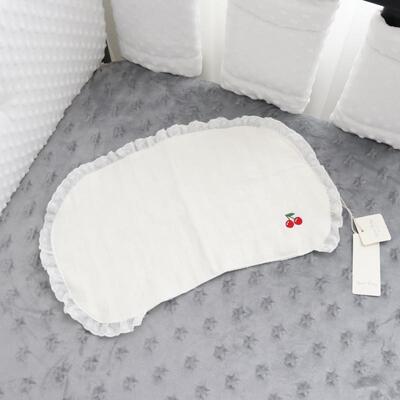 爱予新生儿全棉12层提花纱布刺绣枕垫无高度婴儿枕宝宝枕2件包邮