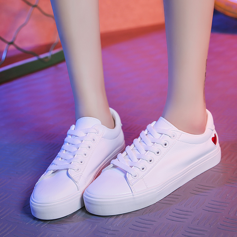 爱心小白鞋女春季2019新款百搭韩版学生白鞋女帆布鞋女系带平底在类目 女鞋, 低帮鞋中 - 来自Buy2taobao.com提供专业的淘宝代购服务