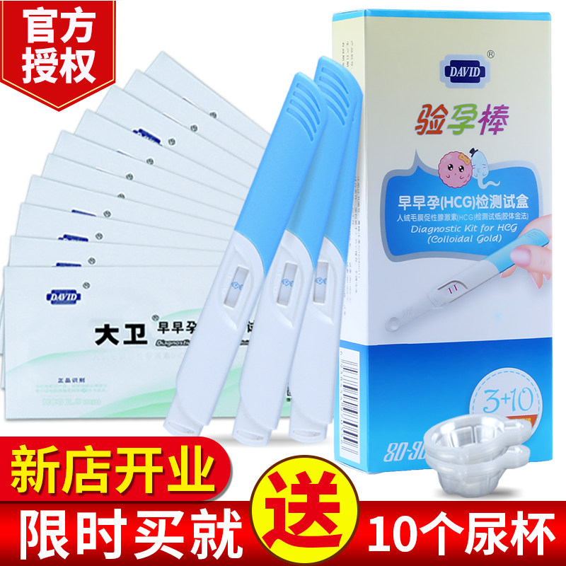 大卫验孕棒 3支早早孕测孕纸10条装试纸精准测怀孕备孕HCG试条