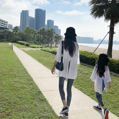 2019新款潮春秋短袖宽松纯棉白t恤亲子装时尚母子母女装洋气半袖