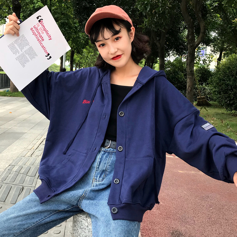 外套女春秋韩版学生ulzzang复古bf原宿薄款慵懒风长袖开衫卫衣潮在类目 女装/女士精品, 卫衣/绒衫中 - 来自Buy2taobao.com提供专业的淘宝代购服务