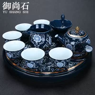 景德鎮青花瓷茶具套裝 霁藍功夫茶道手繪陶瓷泡茶壺排儲水茶盤台在類目 餐飲具, 茶具, 功夫茶具中 - 來自Buy2taobao.com提供專業的淘寶代購服務