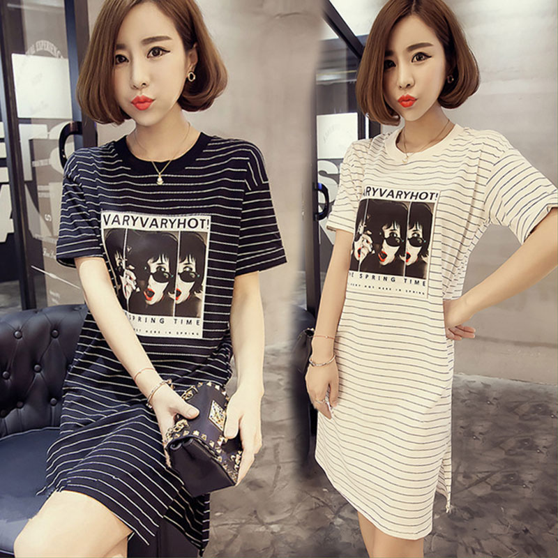 pure cotton Pregnant women summer jacket summer stripe Short sleeved T-shirt Easy Show thin Mid length version Dress T-shirt Chao Main the Maternity/Maternal supplies/Nutrition , Maternity , T-shirt category - from Buy2taobao.com to provide professional Taobao agent buy service