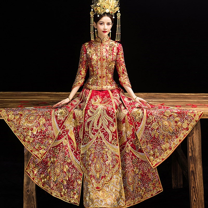秀禾服新娘2019新款结婚礼服中式婚纱凤冠霞帔盘金绣古装嫁衣春季|msdalam kategori Butik wanita / wanita, perkahwinan/Cheongsam/pakaian, Cheongsam - dari Buy2taobao.com untuk memberikan perkhidmatan ejen Taobao profesional membeli