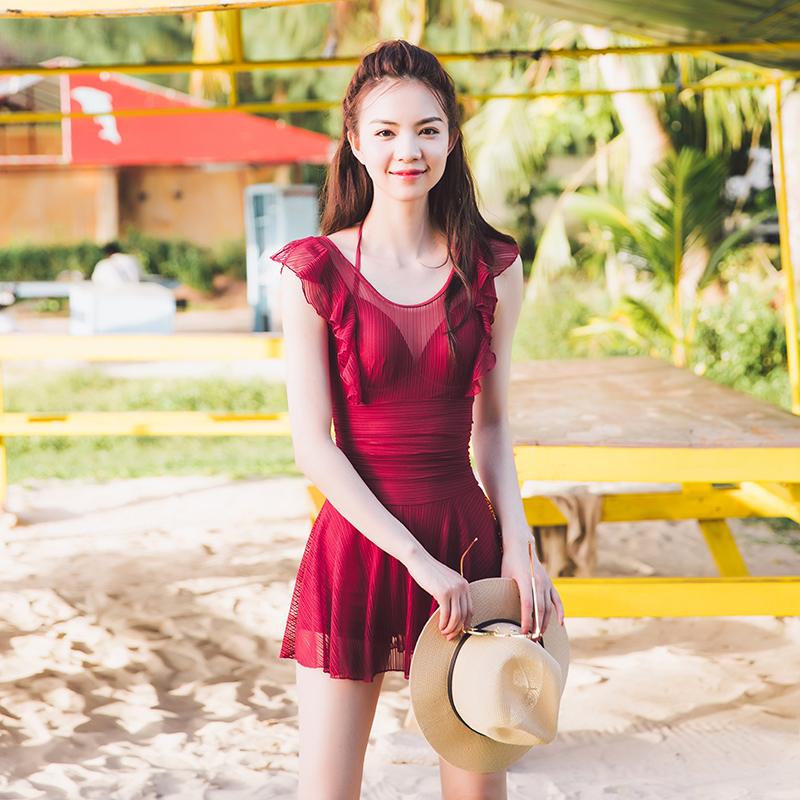 Swimsuit conservative Conjoined 2019 new pattern ins Size Gather Steel prop Cover the belly Show thin Large Swimming suitin the Sports/Yoga/Fitness/Fans supplies , Swim , Piece swimsuit category - from Buy2taobao.com to provide professional Taobao agent buy service