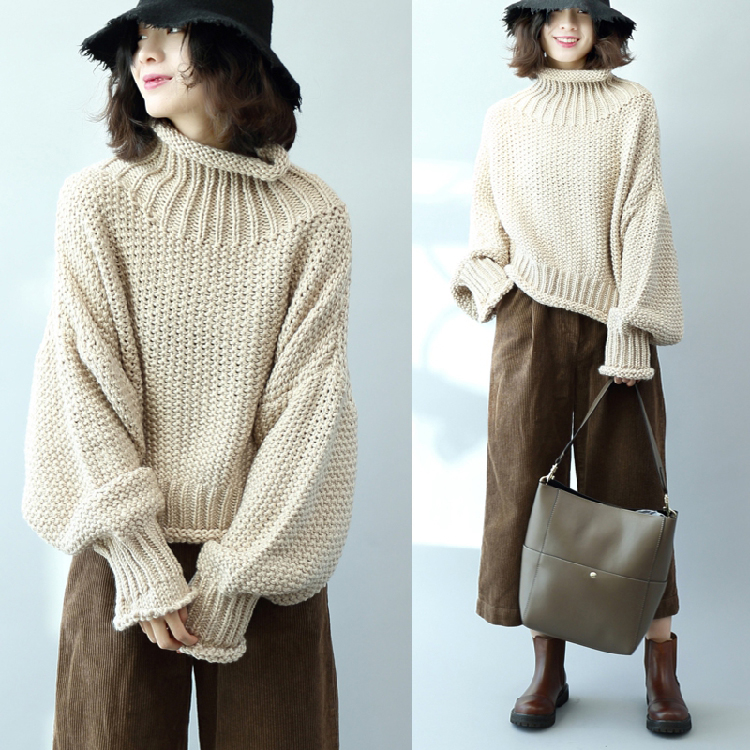 New winter 2018 fat MM Solid Curling High collar Sweater literature Large Easy Thick lines sweaterin the Women's clothing/Boutique , Sweaters category - from Buy2taobao.com to provide professional Taobao agent buy service