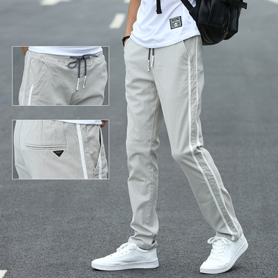 夏季裤子男韩版潮流宽松直筒运动裤学生长裤青少年薄款男士休闲裤