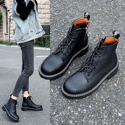 大码加绒马丁靴女2019年新款秋冬帅气ins厚底百搭春秋网红短靴潮