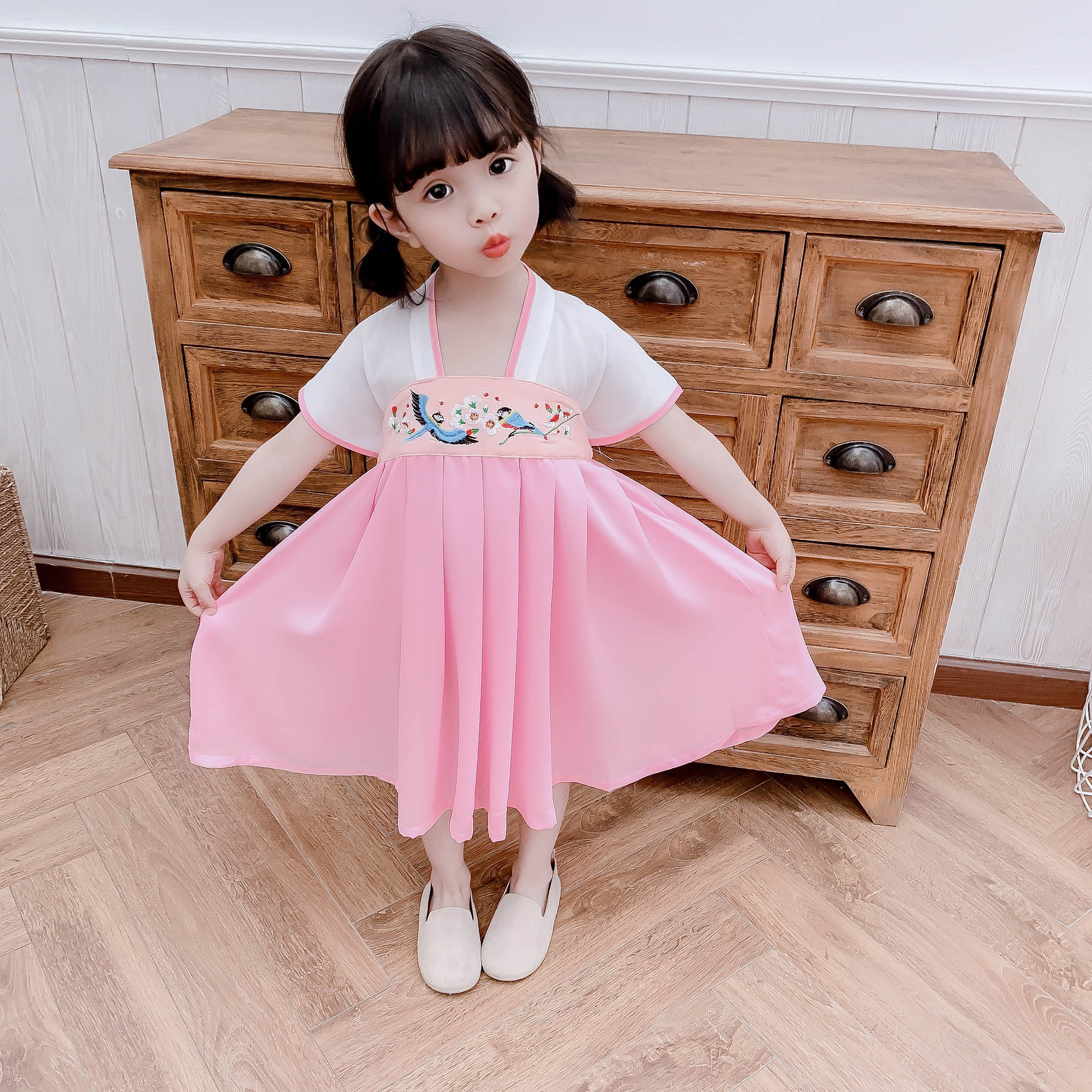 2019夏季新款儿童女童中国风花鸟绣花民族风汉服童装|ruв категории Детская одежда, футболка - от Buy2taobao.com для оказания профессиональной услуги покупки агента Taobao