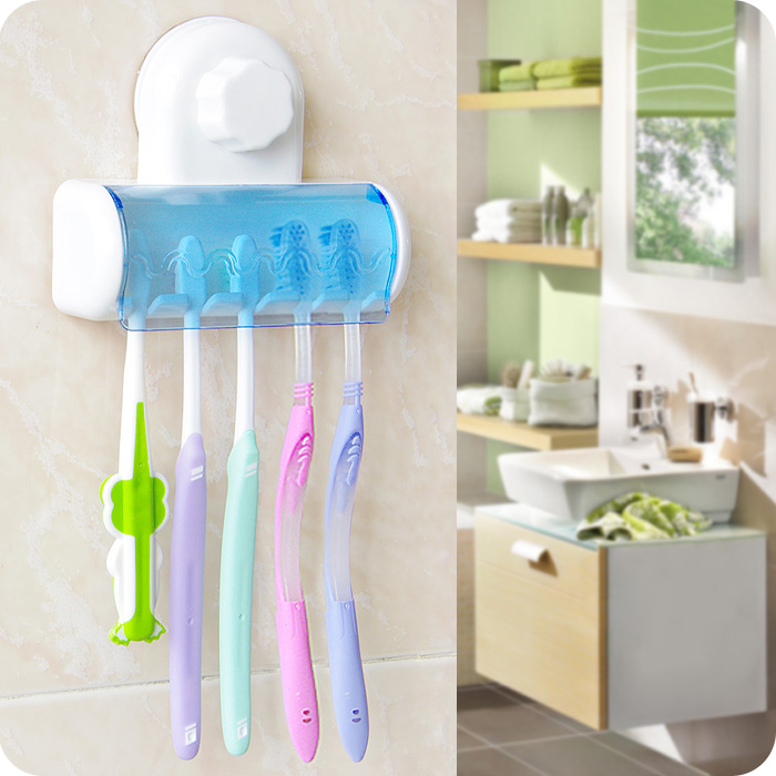 Five grid Shower Room Spiral sucker TOILET toothbrush Storage dustproof Toothbrush rackin the Family/Personal Cleaning Tools , Sanitary appliances/Bathroom accessories , Toothbrush holder/Teeth bench category - from Buy2taobao.com to provide professional Taobao agent buy service
