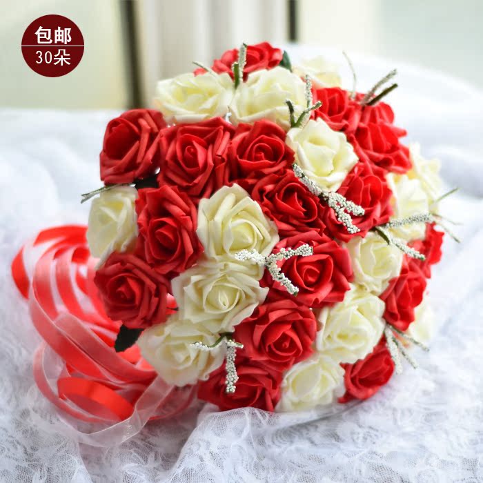 Hand tied bouquet bride Korean marry wedding Hand tied bouquet simulation 30 rose Gypsophila Sternumin the Flower delivery/Flowers simulation/Plants gardening , Wedding flower arrangement , Bride holding flowers category - from Buy2taobao.com to provide professional Taobao agent buy service