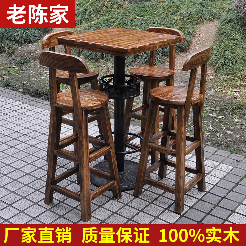 实木吧桌吧椅酒吧桌椅 火烧木吧凳吧台皮吧椅高脚椅套件|msdalam kategori Perniagaan/perabot pejabat, hiburan/bar/KTV Furniture, bar Stool - dari Buy2taobao.com untuk memberikan perkhidmatan ejen Taobao profesional membeli