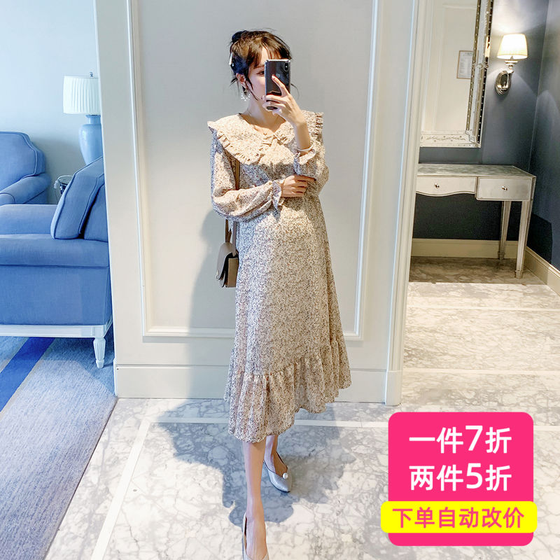 【一件7折两件5折】孕妇裙中长款2019春季新款时尚木耳边连衣裙韩在类目 孕妇装/孕产妇用品/营养, 孕妇装, 连衣裙中 - 来自Buy2taobao.com提供专业的淘宝代购服务