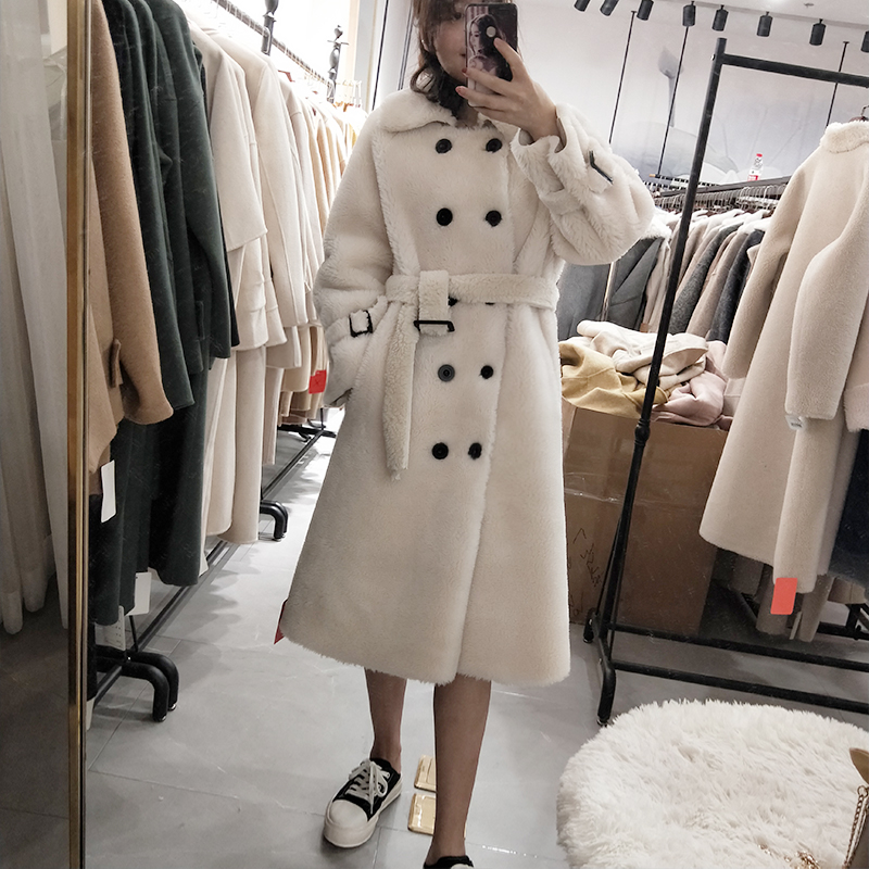 grain wool overcoat 2019 Off-season Sheep velvet wool coat Lapel Frenum Mid length version Fur onein the Women's clothing/Boutique , Woolen jacket category - from Buy2taobao.com to provide professional Taobao agent buy service