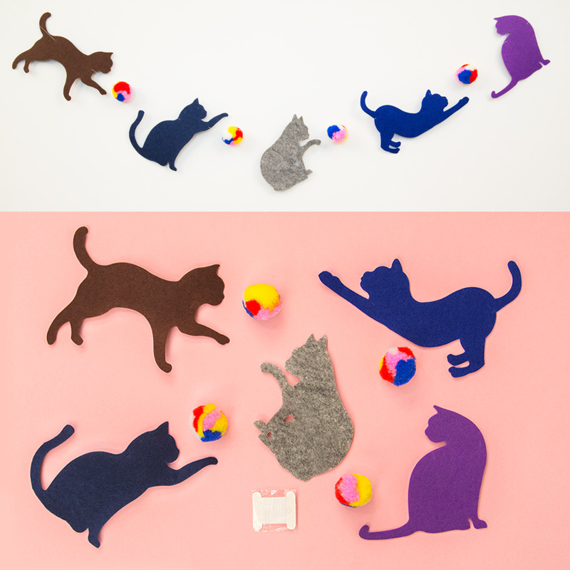 Meow felt Kitty Flags Pendants Showcase arrangement Sketch Children's Room decoratein the Home accessories , Mural category - from Buy2taobao.com to provide professional Taobao agent buy service