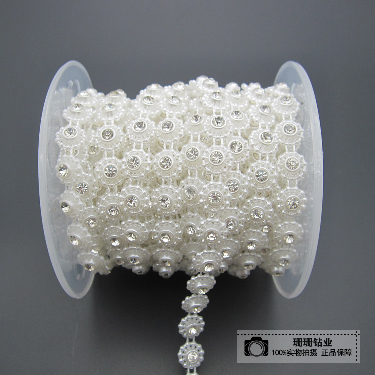 DIY發飾頭飾品材料配件輔料ABS仿珍珠鏈條連珠加水鑽點鑽珠鏈在類目 居家布藝, 縫紉DIY材料、工具及成品, 縫紉DIY配件/輔料/配飾, 珠子/鑽飾/花朵等配飾中 - 來自Buy2taobao.com提供專業的淘寶代購服務
