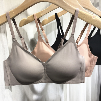 无痕乳胶内衣女一片式无钢圈裹胸聚拢抹胸调整型睡眠文胸小胸罩