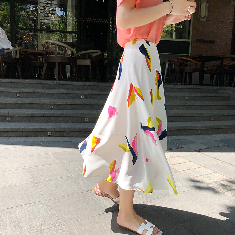 半身裙女2019夏雪紡裙小清新韓版中長款印花百搭過膝高腰a字裙子在類目 女裝/女士精品, 半身裙中 - 來自Buy2taobao.com提供專業的淘寶代購服務