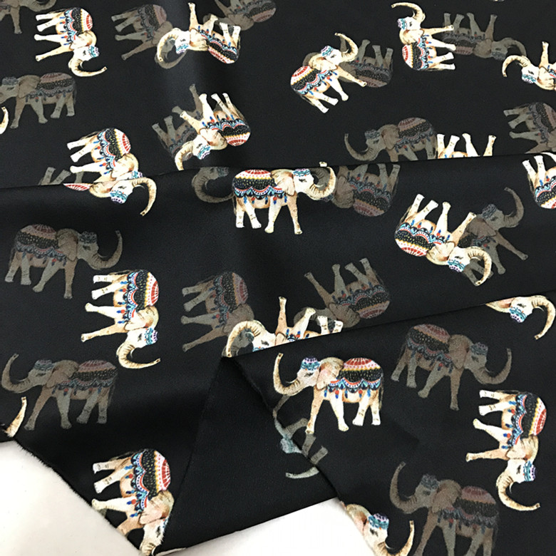 新款噴繪大象圖19姆米真絲緞寬幅桑蠶絲彈力絲綢襯衣連衣裙面料在類目 居家布藝, 布料/面料/手工diy布料面料中 - 來自Buy2taobao.com提供專業的淘寶代購服務