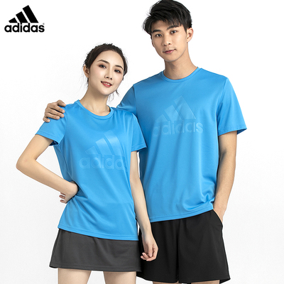 阿迪达斯短袖T恤男女2020夏季新款圆领速干透气跑步情侣羽毛球服