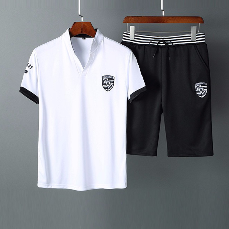 V领套装男装夏装短袖POLO衫运动装两件套夏季休闲潮流韩版运动服|ruв категории Мужская одежда, костюм, досуг, спортивный костюм - от Buy2taobao.com для оказания профессиональной услуги покупки агента Taobao