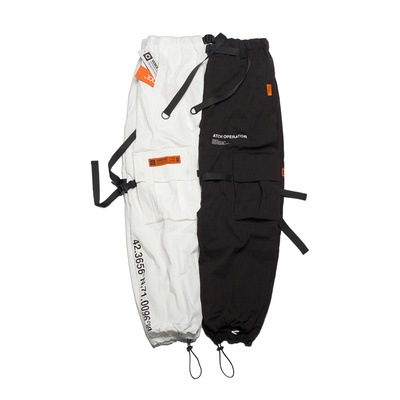 VENGETICE秋季机能风束脚工装裤 宽松抽绳男直筒潮牌cargo长裤子