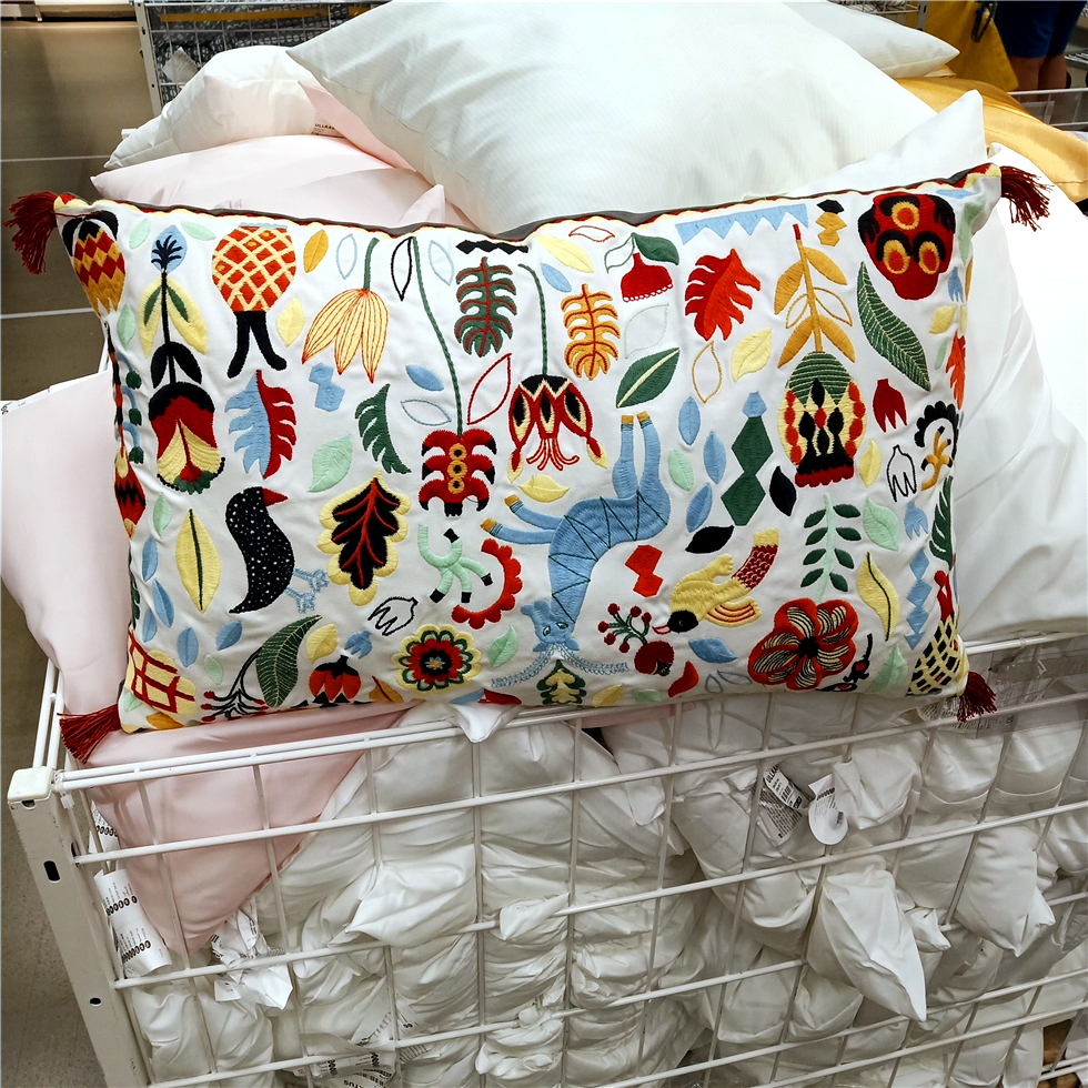 IKEA Shopping Harold pure cotton Embroidery Cushion sofa Pillow Lumbar pillow Down Duck Feather Filling Domestic Agency purchasein the Home Fabric , Pillow/Pillow category - from Buy2taobao.com to provide professional Taobao agent buy service