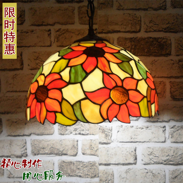 彩色玻璃蒂凡尼田园餐厅吊灯卧室阳台吧台太阳花书房飘窗灯饰在类目 家装主材, 灯具灯饰, 吊灯中 - 来自Buy2taobao.com提供专业的淘宝代购服务