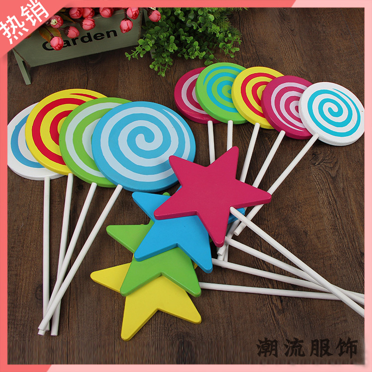 Toys decorate Decoration Wedding photo studio children Photography prop photograph circular Five-pointed star woodiness Lollipop simulationin the Home accessories , Decoration category - from Buy2taobao.com to provide professional Taobao agent buy service
