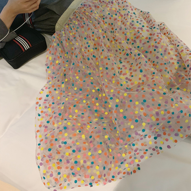 大Eees彩色波点网纱半身裙女春夏a字百褶裙中长款ins超火的仙女裙|ruв категории Женская одежда, юбка - от Buy2taobao.com для оказания профессиональной услуги покупки агента Taobao