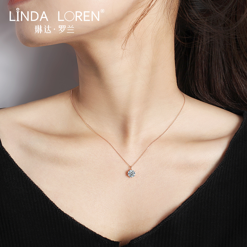 18K Golden Mo Sand Necklace Six claw Pendant Winnings rose Diamond Clavicle chain Net Red 520 giftin the Accessories/Fashion Jewelry, Necklace category - from Buy2taobao.com to provide professional Taobao agent buy service