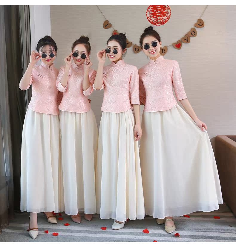 Bridesmaid Dresses have more cash than can be accounted for 2018 new pattern Korean Edition winter Pink Chinese style Bridesmaid Sister skirt banquet Evening dressin the Women's clothing/Boutique , Wedding/Cheongsam/Formal dress , Formal dress/Evening category - from Buy2taobao.com to provide professional Taobao agent buy service