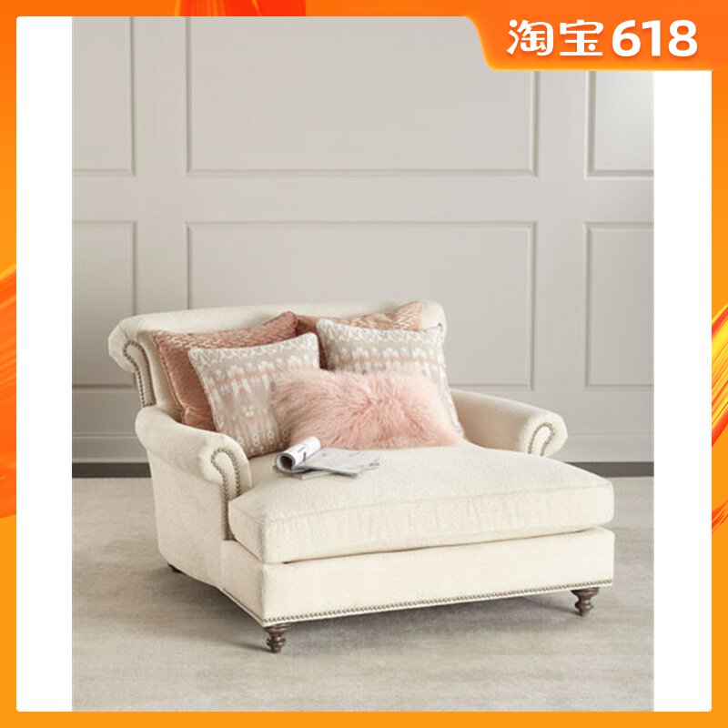 双人沙发贵妃躺椅丝绒布艺米白色美式客厅休闲午休床设计师美人榻|ruв категории жилой мебели, диван класса, шезлонг - от Buy2taobao.com для оказания профессиональной услуги покупки агента Taobao