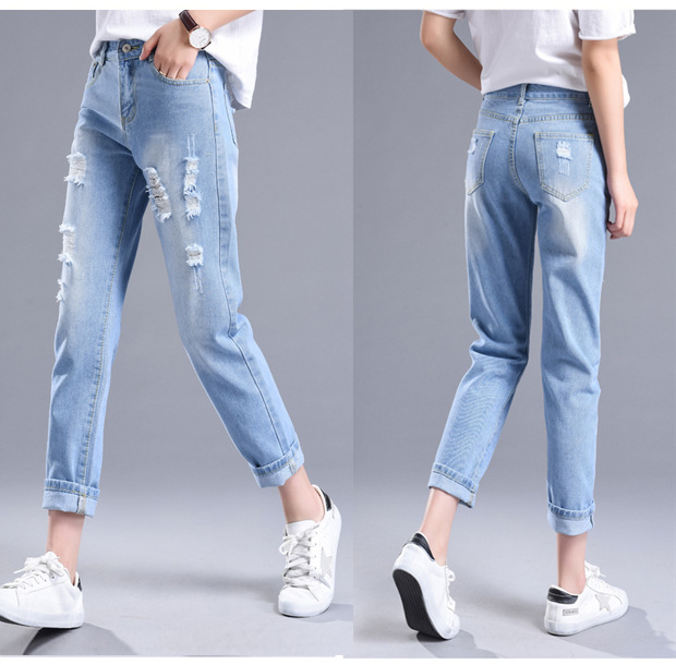 19 new pattern summer Jeans hole Ninth pants Thin section Show thin Easy Haren pants Korean Edition leisure time Ninth pantsin the Women's clothing/Boutique , Jeans category - from Buy2taobao.com to provide professional Taobao agent buy service