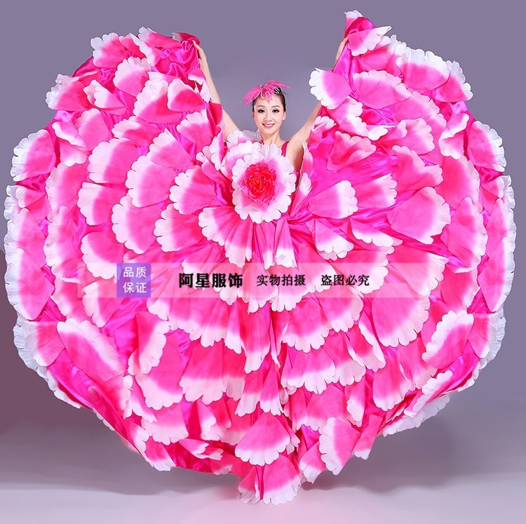 女士长裙舞演出服新款舞大裙摆牡丹花瓣开场舞蹈服装大摆裙|msdalam kategori Butik wanita / wanita, pakaian/pakaian kebangsaan/peringkat pakaian, pakaian kebangsaan/pakaian - dari Buy2taobao.com untuk memberikan perkhidmatan ejen Taobao profesional membeli