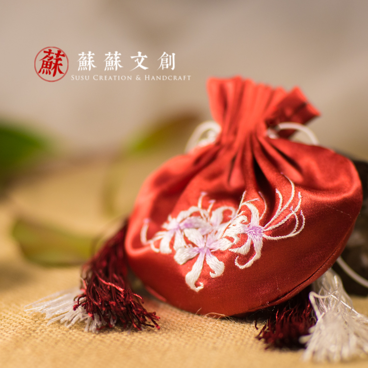 苏苏文创 彼岸花苏绣刺绣古风汉服香囊荷包diy初学材料包新手可绣在类目 居家布艺, 刺绣套件, 苏绣中 - 来自Buy2taobao.com提供专业的淘宝代购服务