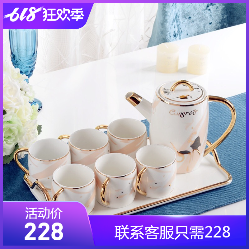 水具套装北欧式茶具家用欧式创意冷水壶凉水壶陶瓷杯简约杯具客厅在类目 餐饮具, 杯子/水杯/水壶, 水具套装中 - 来自Buy2taobao.com提供专业的淘宝代购服务