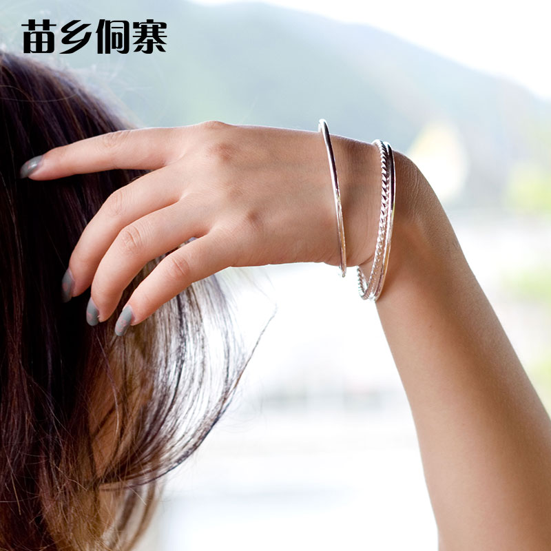 三生三世银手镯女细圈多个环闭口手工足纯银999简约chic学生镯子|ruв категории Украшения,ювелирные изделия, браслет - от Buy2taobao.com для оказания профессиональной услуги покупки агента Taobao