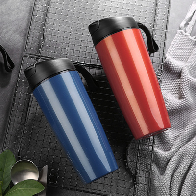 陶瓷内胆保温杯便携男女士韩版创意潮流水杯ins超火的弹跳盖杯子