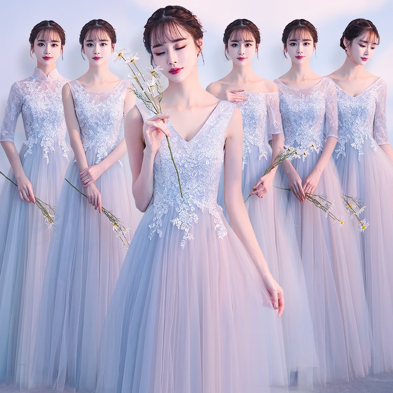 伴娘服春季2018新款长款灰色伴娘礼服修身姐妹团婚礼显瘦晚礼服女|ruв категории Женская одежда, Cвадебные платья, платье/вечернее платье - от Buy2taobao.com для оказания профессиональной услуги покупки агента Taobao