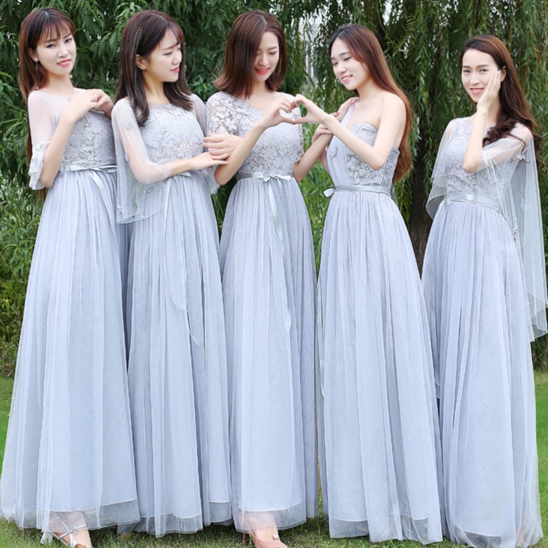 伴娘禮服2019新款韓版姐妹團氣質長款灰色顯瘦壹字肩連衣裙春季在類目 女裝/女士精品, 婚紗/旗袍/禮服, 禮服/晚裝中 - 來自Buy2taobao.com提供專業的淘寶代購服務