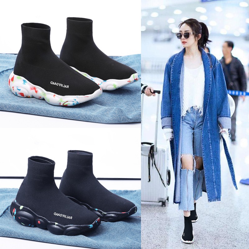 网红同款小熊袜子鞋女2019春季新款韩版潮流百搭轻便透气弹力休在类目 女鞋, 高帮鞋中 - 来自Buy2taobao.com提供专业的淘宝代购服务