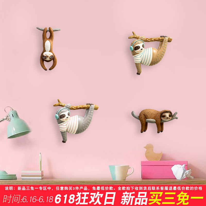 创意可爱树懒墙上装饰品北欧ins少女心卧室房间布置墙面挂件壁挂在类目 家居饰品, 壁饰中 - 来自Buy2taobao.com提供专业的淘宝代购服务